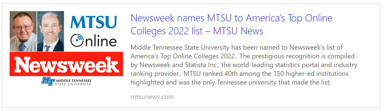 MTSU in top online schools!