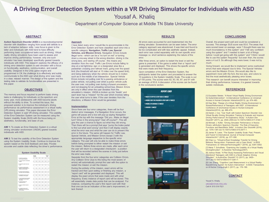 A Driving Error Detection System within a VR Driving Simulator for Individuals with ASD