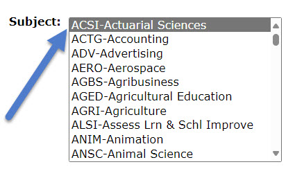 selecting subject from list